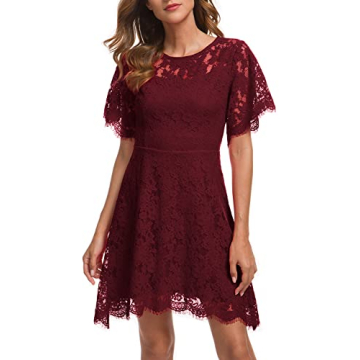 MSLG Cocktail Attire for Women's Evening Party Elegant Round Neck Short Sleeves Wedding Guest Floral...