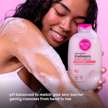 eos Shea Better Cashmere Body Wash, Coconut Waters, Moisturizing and Nourishing, pH Balanced Creamy Gel Formula, Paraben & Phthalate Free, Sensitive Skin,16 fl oz