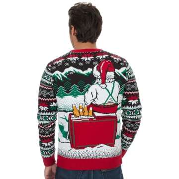 The Ugly Sweater Co. Ugly Christmas Sweater for Holiday Fun Tacky Unisex Design, Perfect Snug Fit Breathable Crewneck (Black - Cheers Santa, X-Large)