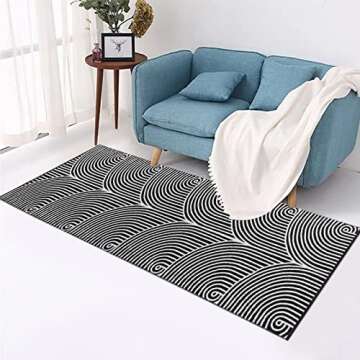 Tiffasea Woven Runner Rug 2'x6', Machine Washable Indoor Outdoor Rugs Cotton Woven Area Rug Hallway Runner Rug Entryway Rug for Living Room/Laundry/Bathroom/Bedroom(Black and White)