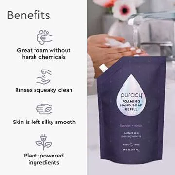 Puracy Foaming Hand Soap Refill - Plant-Powered Natural Hand Soap As Seen on TikTok, Non-Toxic, Sulfate-Free Liquid Soap, Moisturizing Foam Handwash Liquid (Lavender & Vanilla, 48 fl oz)
