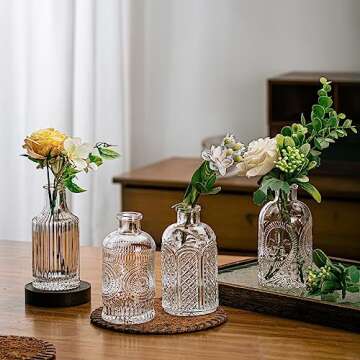 Wookgreat Glass Bud Vase Set of 15, Small Clear Bud Vases in Bulk for Flowers, Vintage Vases for Centerpieces, Mini Glass Vase Assorted for Rustic Wedding,Floral Arrangements,Home Table Decorations