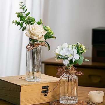 Wookgreat Glass Bud Vase Set of 15, Small Clear Bud Vases in Bulk for Flowers, Vintage Vases for Centerpieces, Mini Glass Vase Assorted for Rustic Wedding,Floral Arrangements,Home Table Decorations