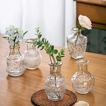 Wookgreat Glass Bud Vase Set of 15, Small Clear Bud Vases in Bulk for Flowers, Vintage Vases for Centerpieces, Mini Glass Vase Assorted for Rustic Wedding,Floral Arrangements,Home Table Decorations