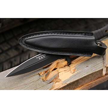 Smith & Wesson SWHRT9B 9in High Carbon S.S. Fixed Blade Knife with 4.7in Dual Edge Blade and TPE Handle for Outdoor, Tactical, Survival,EDC, Multi