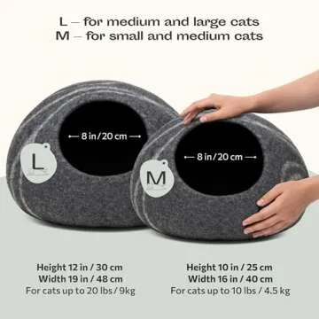 MEOWFIA Cat Cave – Premium Felt Cat Bed for Indoor Cats, Handmade 100% Merino Wool (Dark Shades) (...