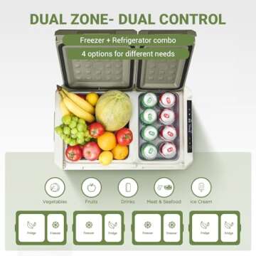 BODEGACOOLER 12V Portable Refrigerator, 42Quart (40L) Dual Zone Car Refrigerator, RV Car Fridge APP ...