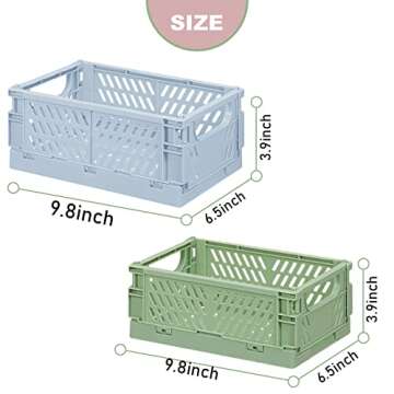 Medium Plastic Baskets for Shelf Storage Organizing Durable and Reliable Folding Storage Crate Ideal...