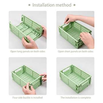 Medium Plastic Baskets for Shelf Storage Organizing Durable and Reliable Folding Storage Crate Ideal for Home Kitchen Classroom and Office Organization, Bathroom Storage Blue (9.8 x 6.5 x 3.8 inches)