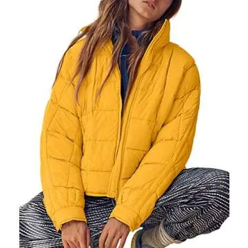 Aiopr Women's Oversized Lightweight Down Coat Long Sleeve Zip Packable Short Puffer Jackets