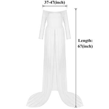 ZIUMUDY Maternity Maxi Chiffon Photography Dress Split Front Gown for Photoshoot (White)
