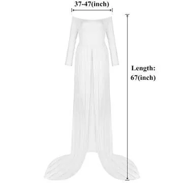 ZIUMUDY Maternity Maxi Chiffon Photography Dress Split Front Gown for Photoshoot (White)
