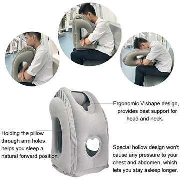 SmartDer Inflatable Travel Pillow, Airplane Pillow with Patented Valve Design, Travel Accessories wi...