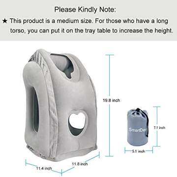SmartDer Inflatable Travel Pillow, Airplane Pillow with Patented Valve Design, Travel Accessories with Neck and Head Support, Travel Pillows for Long Haul Flights, Cars, Buses, Trains, Office Napping