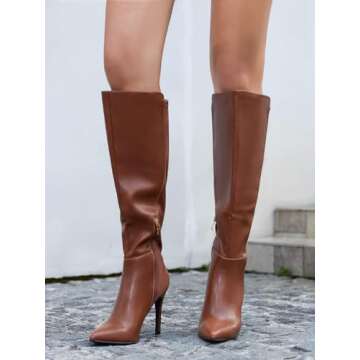 Stylish Rilista Womens Knee High Stiletto Heel Boots