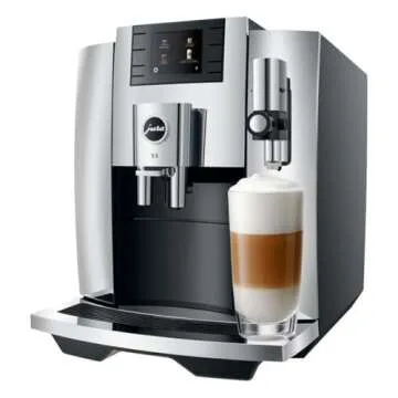 Jura E8 Automatic Coffee Machine with 17 Programmed Specialties, 2.8-Inch Display, and Professional Aroma Grinder (Chrome, Renewed)