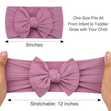 CÉLLOT 10 Colors Super Stretchy Soft Knot Baby Girl Headbands with Hair Bows Nylon Head Wrap For Ne...