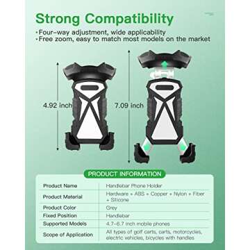 ILVGOLF Universal Phone Holder Golf Cart, Phone Mount for Bike, Bicycle, Push Cart, Boat, Car, Strol...