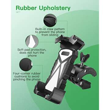 ILVGOLF Universal Phone Holder Golf Cart, Phone Mount for Bike, Bicycle, Push Cart, Boat, Car, Stroller, Motorcycle, Fits Most Mobile Smartphones, Adjustable Handlebar Cell Phone Holder Shockproof