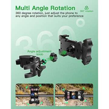 ILVGOLF Universal Phone Holder Golf Cart, Phone Mount for Bike, Bicycle, Push Cart, Boat, Car, Stroller, Motorcycle, Fits Most Mobile Smartphones, Adjustable Handlebar Cell Phone Holder Shockproof