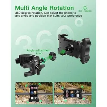 ILVGOLF Universal Phone Holder Golf Cart, Phone Mount for Bike, Bicycle, Push Cart, Boat, Car, Stroller, Motorcycle, Fits Most Mobile Smartphones, Adjustable Handlebar Cell Phone Holder Shockproof