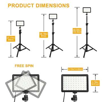 2 Pack 70 LED Video Light with Tripod Stand/Color Filters/Remote Control/USB Wall Charger, Obeamiu 5...