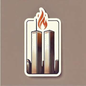 Twin Towers with Eternal Flame 9/11 Memorial Waterproof Sticker Decal