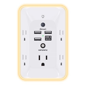 Outlet Extender with Night Light & USB Ports for Home/Office