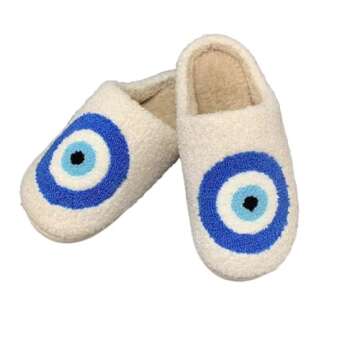 OTELUXS Evil Eyes Slippers For Women Strawberry Slippers Memory Foam Cowboy Cowgirl Hat And Boot Slippers Slip On House Shoes Evil Eyes 43-44