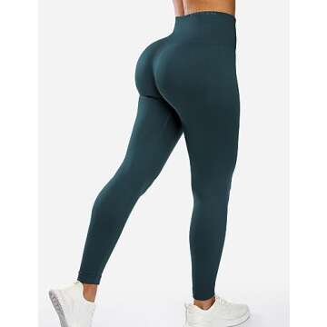 YEOREO Women Workout Leggings Seamless High Waisted Contour Yoga Pants Dark Green