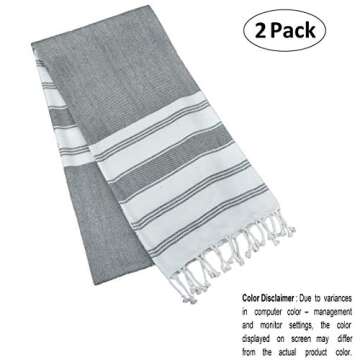 GLAMBURG Peshtemal Turkish Towel - Beach Towels Oversized 36x71 Set of 2, Cotton Beach Towels for Ad...