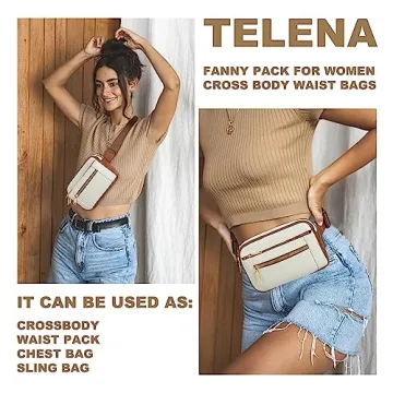 Telena Vegan Leather Fanny Pack Women Adjustable Crossbody Bag