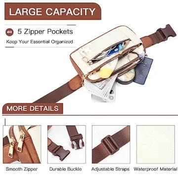 Telena Vegan Leather Fanny Pack Women Adjustable Crossbody Bag