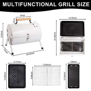 Supernal Tabletop Charcoal Grill - Compact, Portable, and Perfect for Outdoor Cooking