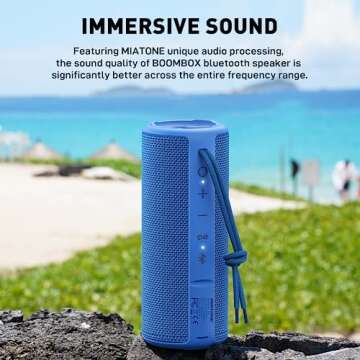 MIATONE Boombox Outdoor Portable Bluetooth Speakers Wireless Speaker Waterproof - Blue