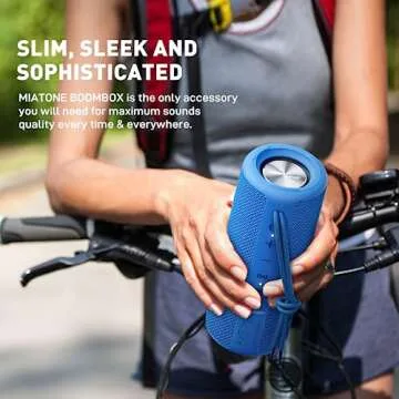 MIATONE Boombox Outdoor Portable Bluetooth Speakers Wireless Speaker Waterproof - Blue