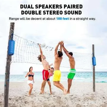 MIATONE Boombox Outdoor Portable Bluetooth Speakers Wireless Speaker Waterproof - Blue