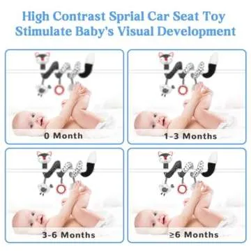 Car Seat Toys Baby Toys 0-3 Months Infant Toys Spiral Stroller Toys, Newborn Toys Black and White Baby Toys, High Contrast Baby Toys for Crib Mobile, Baby Toys Gift for 0 3 6 9 12 Months Girls Boys