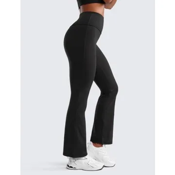 CRZ YOGA Black High Waist Flare Pants for Women
