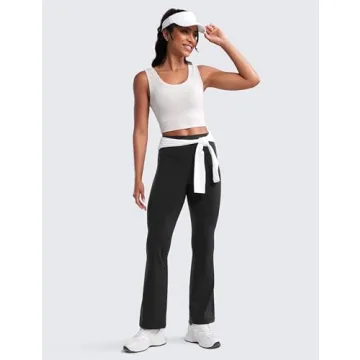 CRZ YOGA Black High Waist Flare Pants for Women