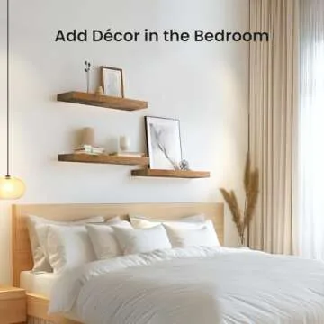 AMADA HOMEFURNISHING Floating Shelves, Wall Shelves for Bathroom/Living Room/Bedroom/Kitchen Decor, Decor Shelf with Invisible Brackets Set of 3, Rustic Brown - AMFS07V