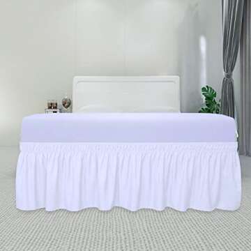 PureFit Wrap Around Ruffled Bed Skirt with Adjustable Elastic Belt - 18 Inch Drop Easy to Put On, Wr...