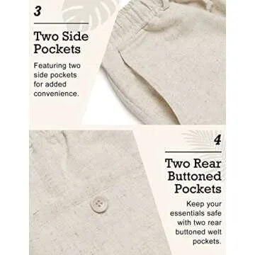 COOFANDY Men's Linen Pants Elastic Waist Yoga Pants Drawstring Lounge Big and Tall Pants Khaki (Khaki, M)