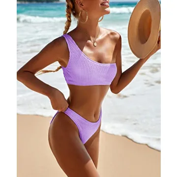 YIMISAN Womens Stylish One Shoulder Bikini Set for Summer