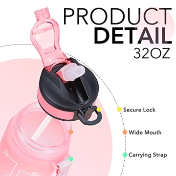 Hyeta 32 oz Motivational Water Bottle with Time Markers