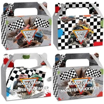 12Pcs Gray Monster Truck Treat Boxes - Perfect for Monster Truck Birthday Parties