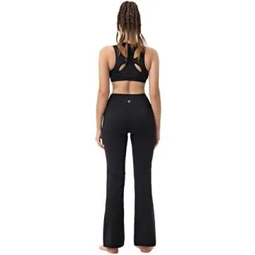 BUBBLELIME 29"/31"/33"/35"/37" 4 Styles Women's High Waist Bootcut Yoga Pants - Basic Nylon_Black S-35 Inseam