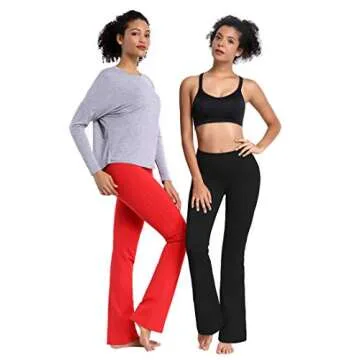 BUBBLELIME 29"/31"/33"/35"/37" 4 Styles Women's High Waist Bootcut Yoga Pants - Basic Nylon_Black S-35 Inseam