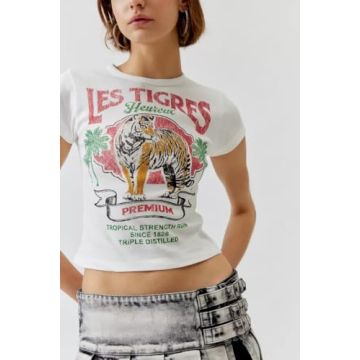 Trendy Tiger Graphic Crop Top for Teen Girls Summer