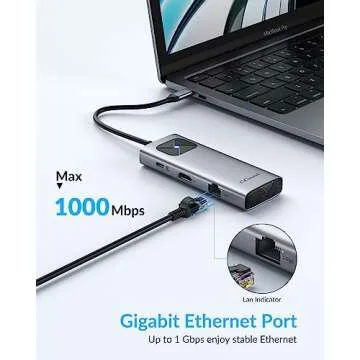 GiGimundo USB-C Adapter Multiports for MacBook Air/Pro, Aluminum Shell, PD100W Fast Charging, 3xUSB-A, 1xHDMI 4K/60Hz, SD/TF Card Reader, Type-C Hub for USB-C iPad Air/Pro, Laptop XPS, Grey